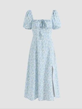 Cider Ruth's Ditsy Floral Square Neck Midi Dress